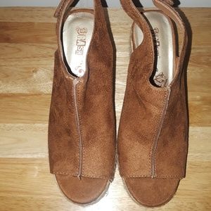 Brown suede wedges